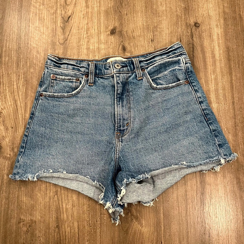 Abercrombie & Fitch Denim Shorts Blue 90s Relaxed Cutoff High Rise Womens 28 6